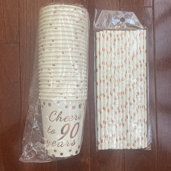 90 & Fabulous Rose Gold Party Decorations - Picture 5 of 6